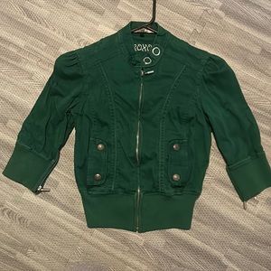 XOXO green cropped bomber jacket